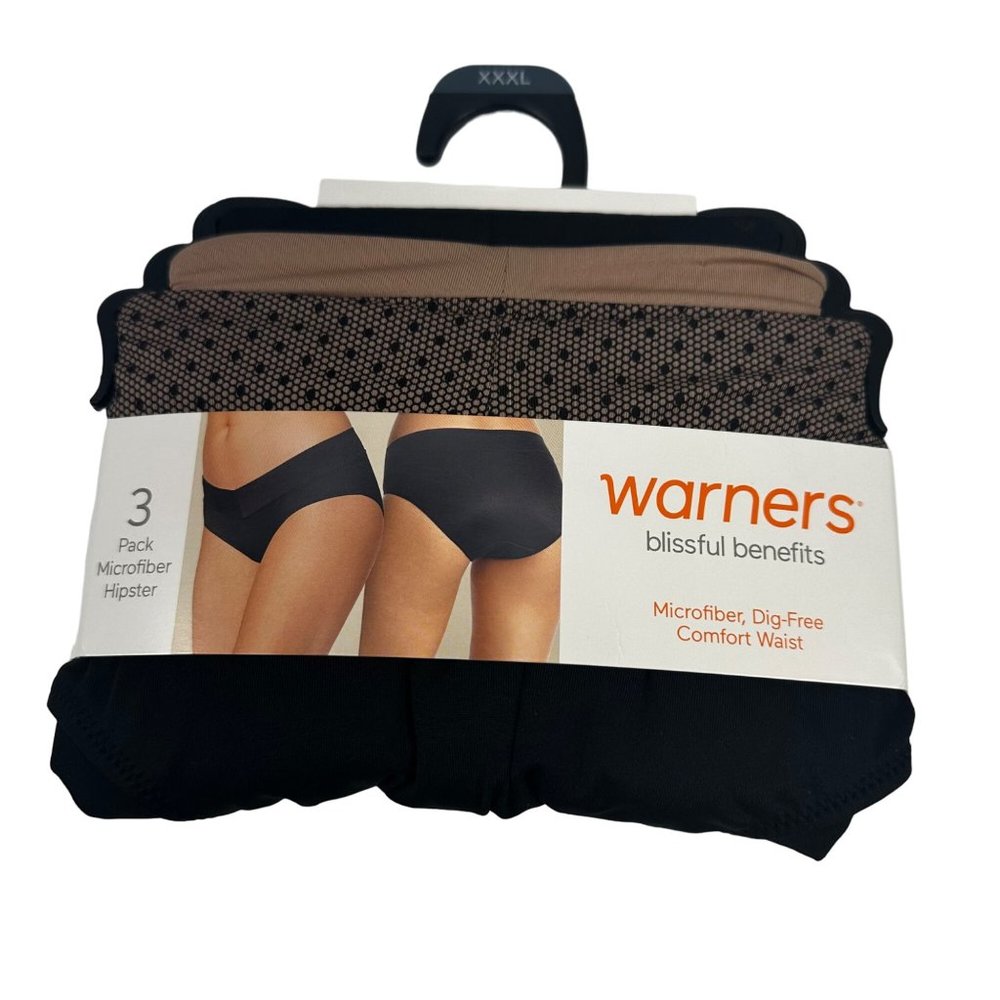 Lot Of Three Warner's Women's Size 10 3XL Panty Hipster Blissful Benefits New